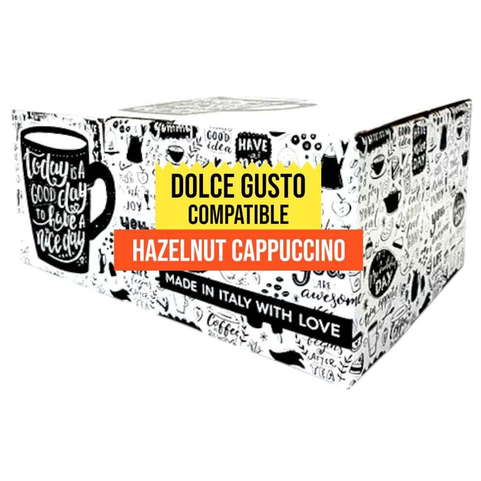 Bonini Hazelnut Cappuccino Coffee Pods Compatible with Dolce Gusto Machines Case of 1 (Total 4 Packs, 64 Pods)