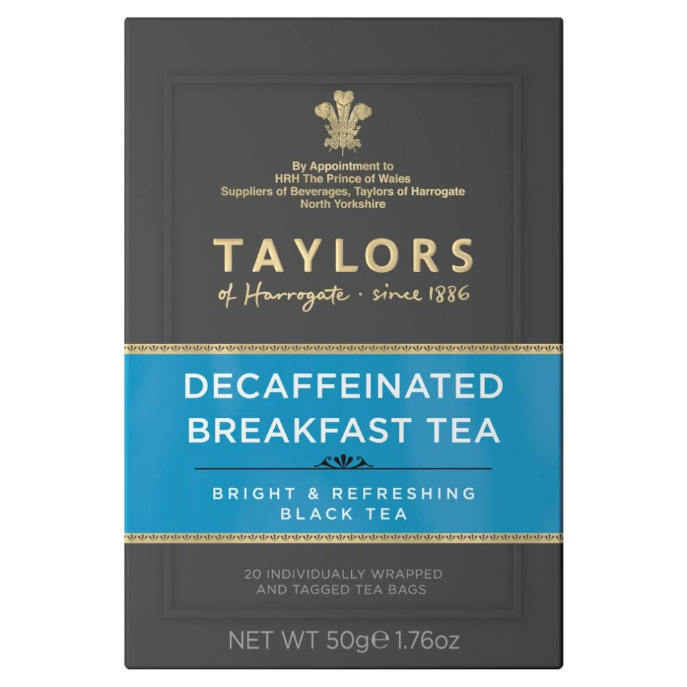 Taylors of Harrogate Decaffeinated Breakfast Tea, 20 Tea Bags (Pack of 6, total 120 Teabags)