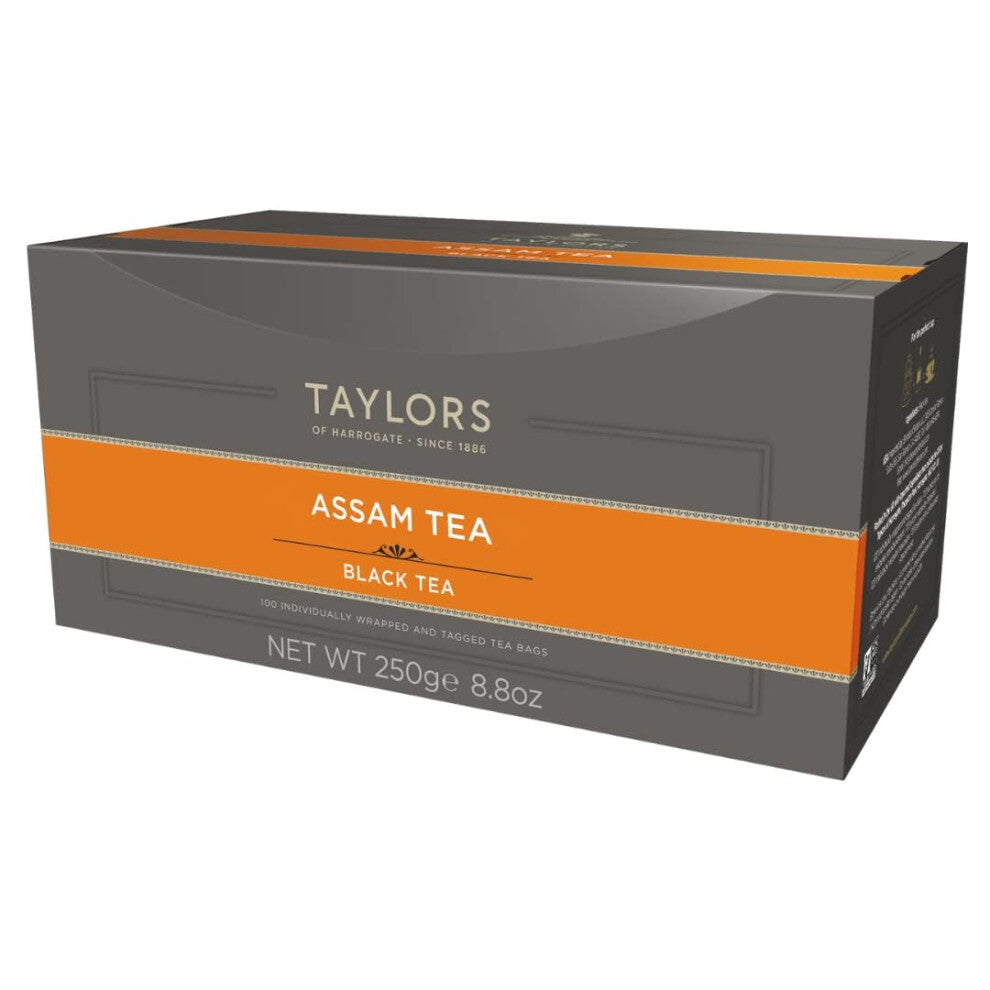 Taylors of Harrogate Pure Assam Individually wrapped and Tagged Tea Bags (Pack of 1, 100 Bags)