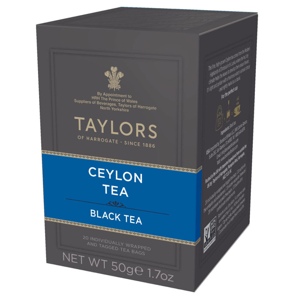 Taylors of Harrogate Ceylon Tea, 20 Individually Wrapped & Tagged Tea Bags (Pack of 6)