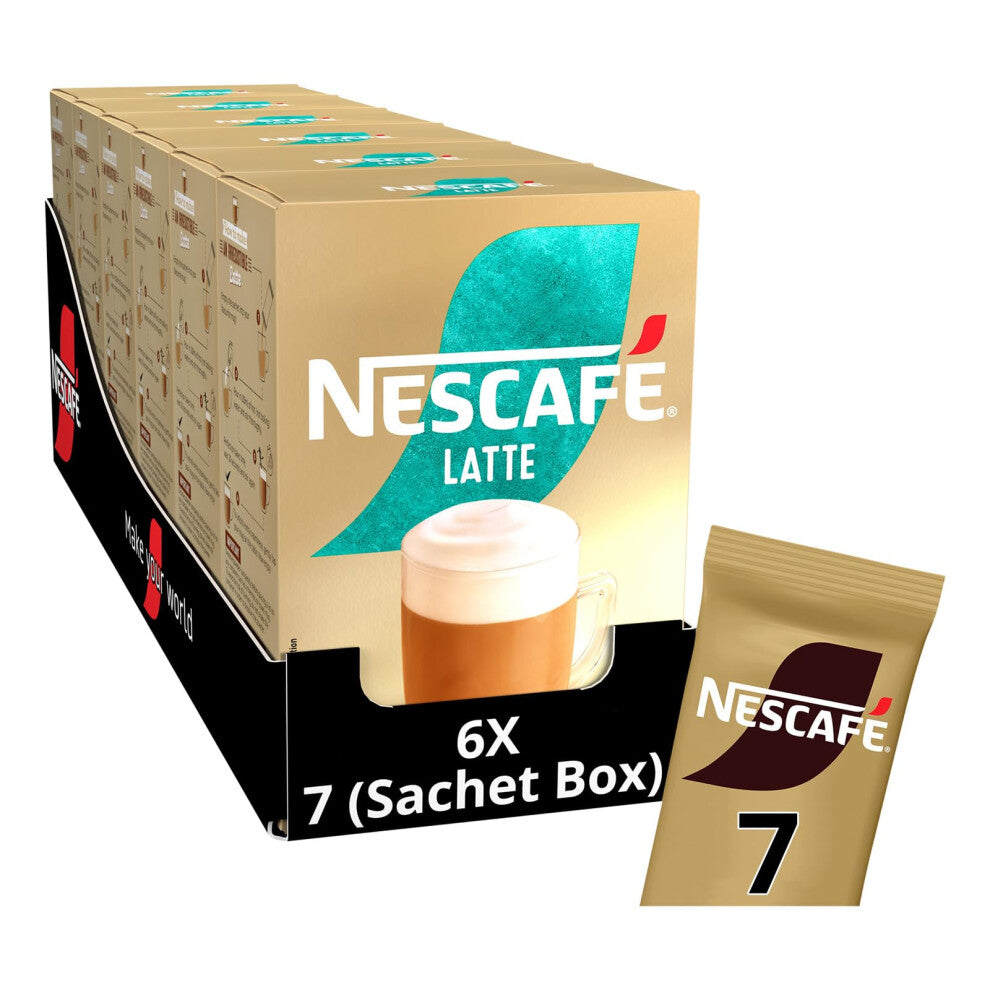 NESCAFÉ LATTE Instant Coffee Sachets x7 (Pack of 6, Total 42 Sachets)