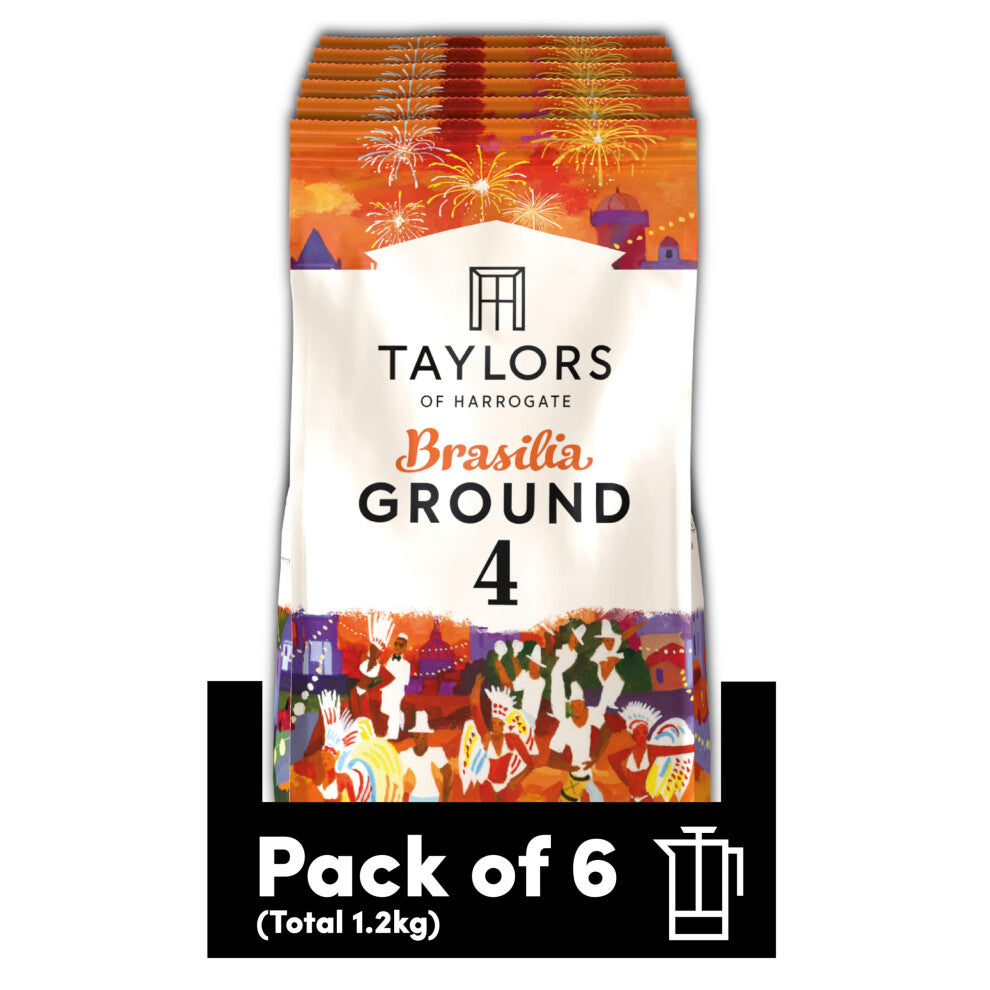 Taylors of Harrogate Brasilia Ground Coffee, 200 g (Pack of 6 - Total 1.2kg)