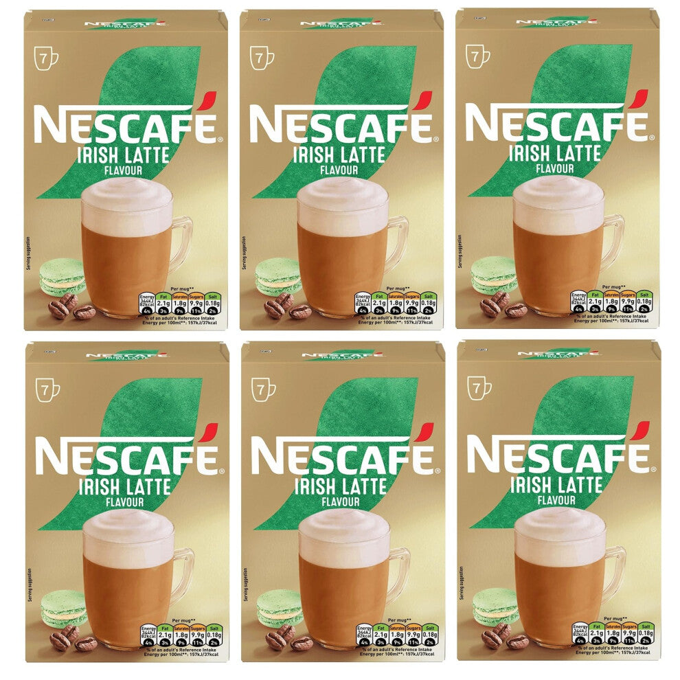 NESCAFÉ Irish Latte Instant Coffee Sachets, x7 (Pack of 6, Total 42 Sachets) – Creamy Latte with Smooth Irish Flavour