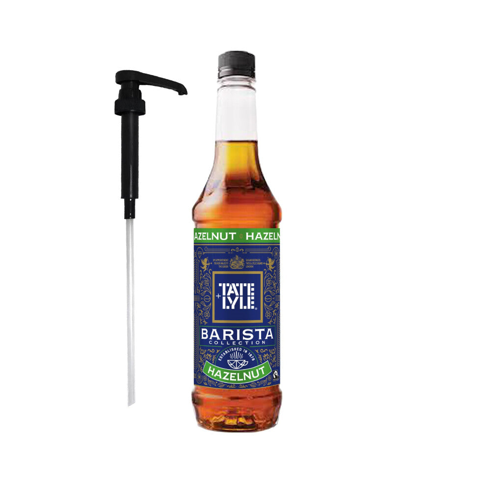 Tate & Lyle - Hazelnut Syrup with Pump - Vegan and Vegetarian Friendly - Hazelnut Coffee Syrup, Cold Drinks and Hot Drinks - 750ml