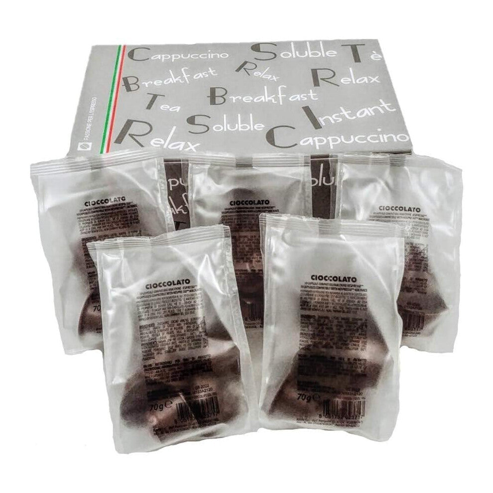 Bonini Hot Chocolate 100% Italian Coffee Pods (Pack of 5, Total 50 Pods) (Smooth and Creamy)