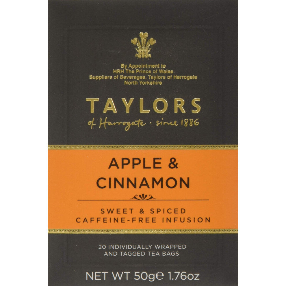 Taylors of Harrogate Apple and Cinnamon Tea, 20 Individually Wrapped & Tagged Tea Bags (Pack of 6)