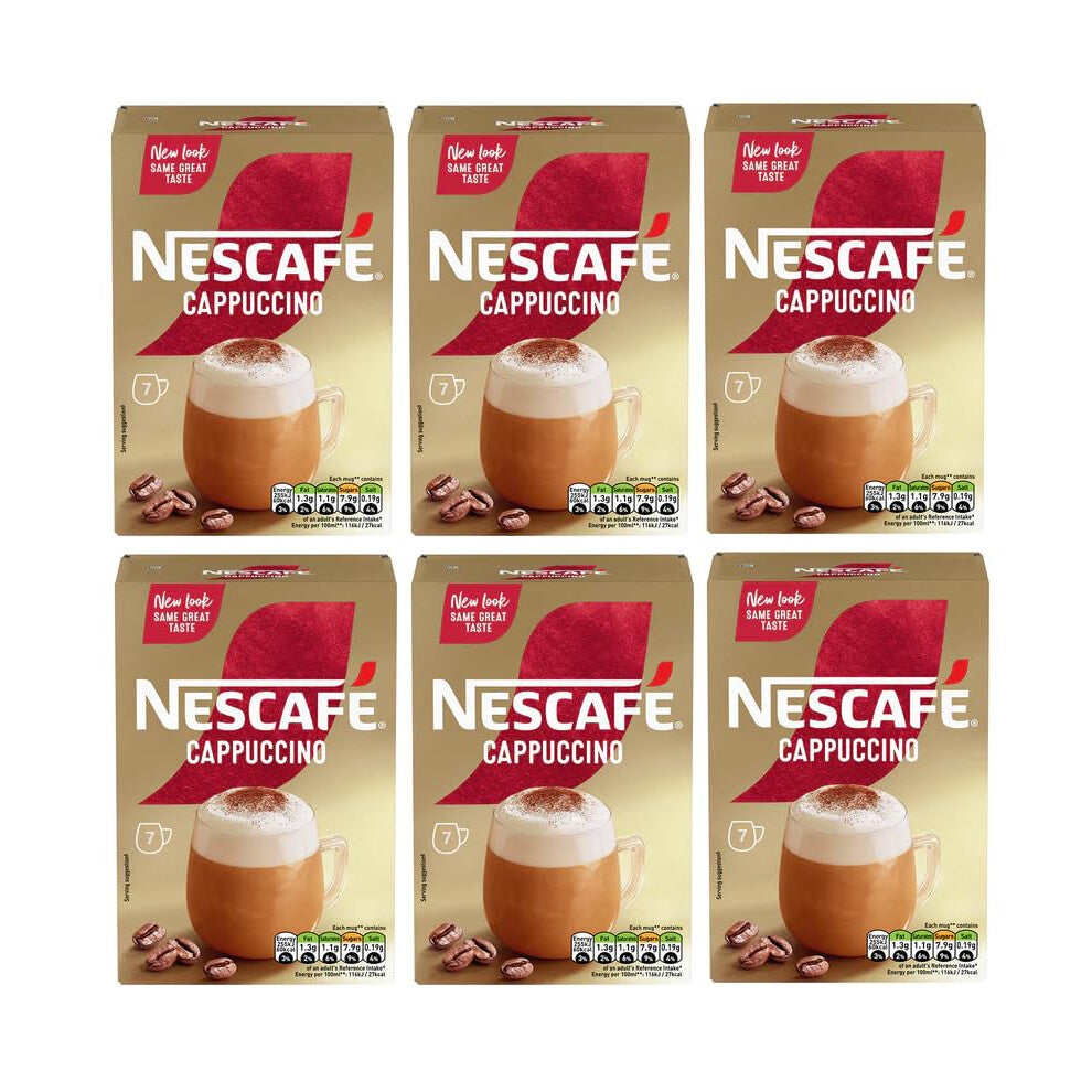 NESCAFÉ Cappuccino Instant Coffee Sachets x7 (Pack of 6, Total 42 Sachets)