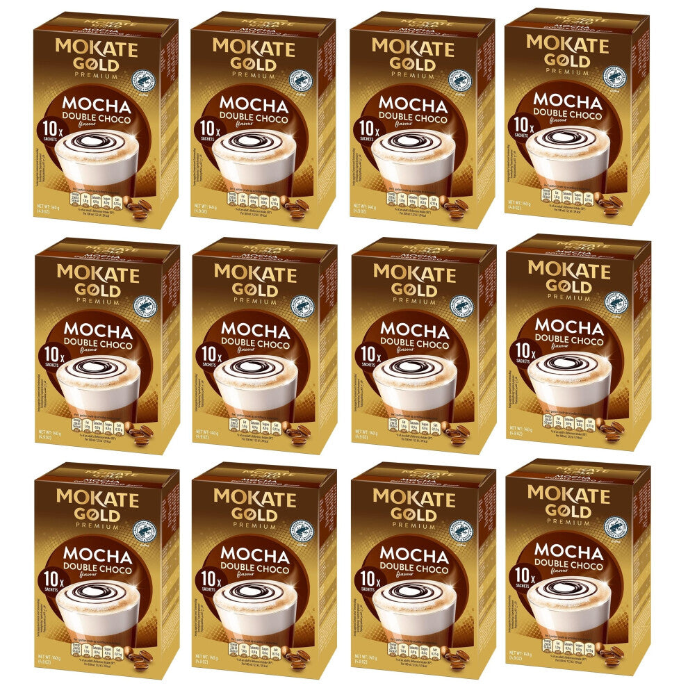 Mokate Gold Premium Mocha Double Chocolate Coffee Sachets x10 (Pack of 12, Total 120 Sachets)