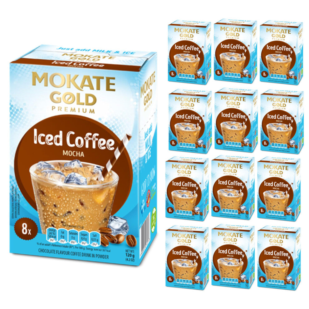 Mokate Iced Mocha Coffee Sachets x8 (Pack of 12, Total 96 Sachets)