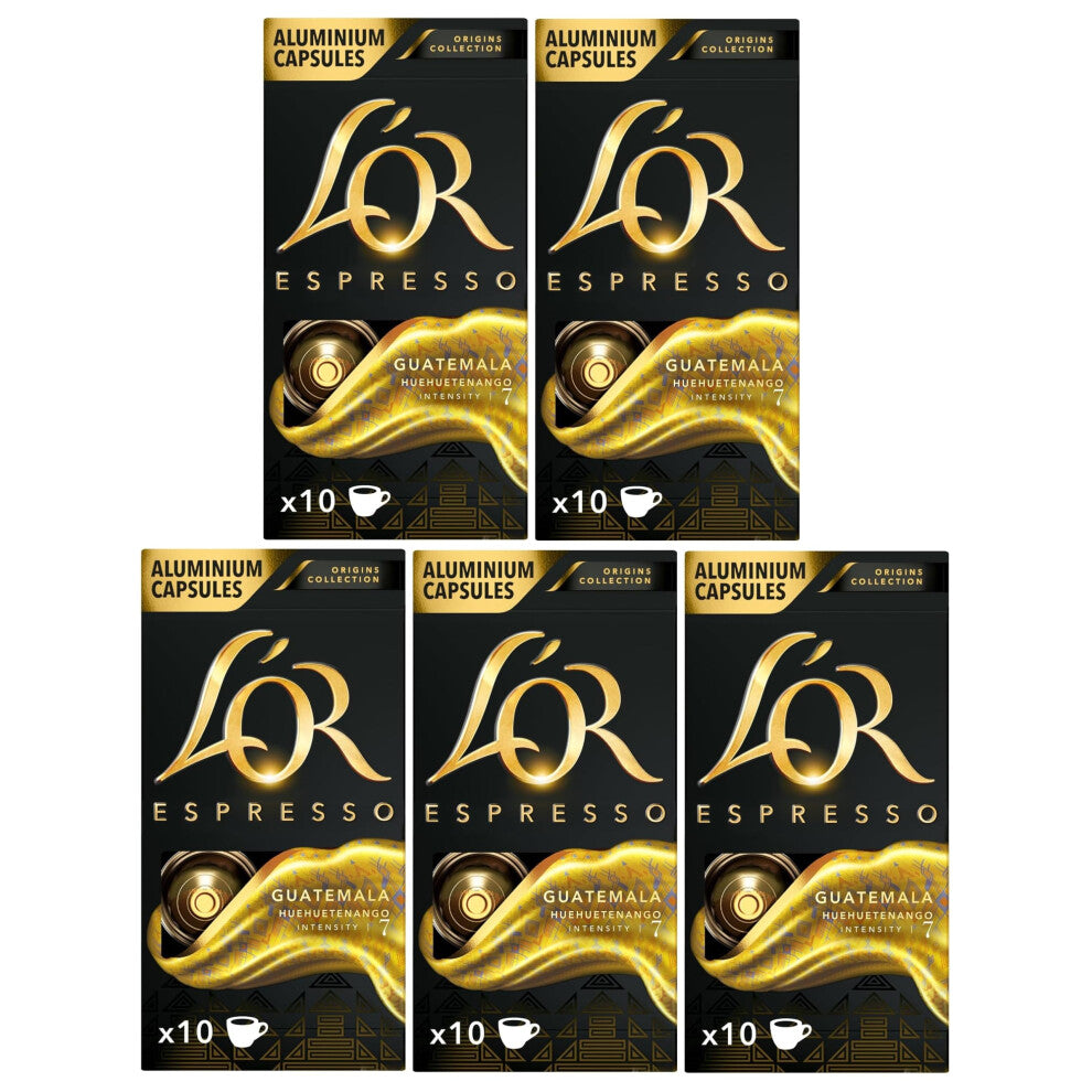 L'OR Espresso Guatemala Nespresso Compatible Aluminum Coffee Capsules x10 (Pack of 5, Total 50 Pods)