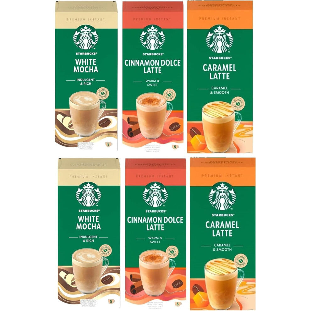 Starbucks Premium Instant Coffee Variety Pack (Pack of 6, Each Pack 5 Sachets, Total 30 Sachets)