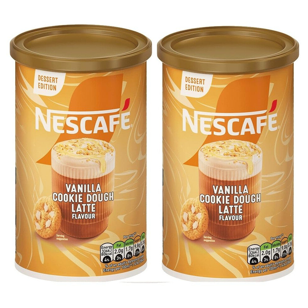 NESCAFÉ Dessert Edition Vanilla Cookie Dough Latte Instant Coffee Tin, 260g (Pack of 2) – Multiserve Frothy Instant Coffee – 520g Total