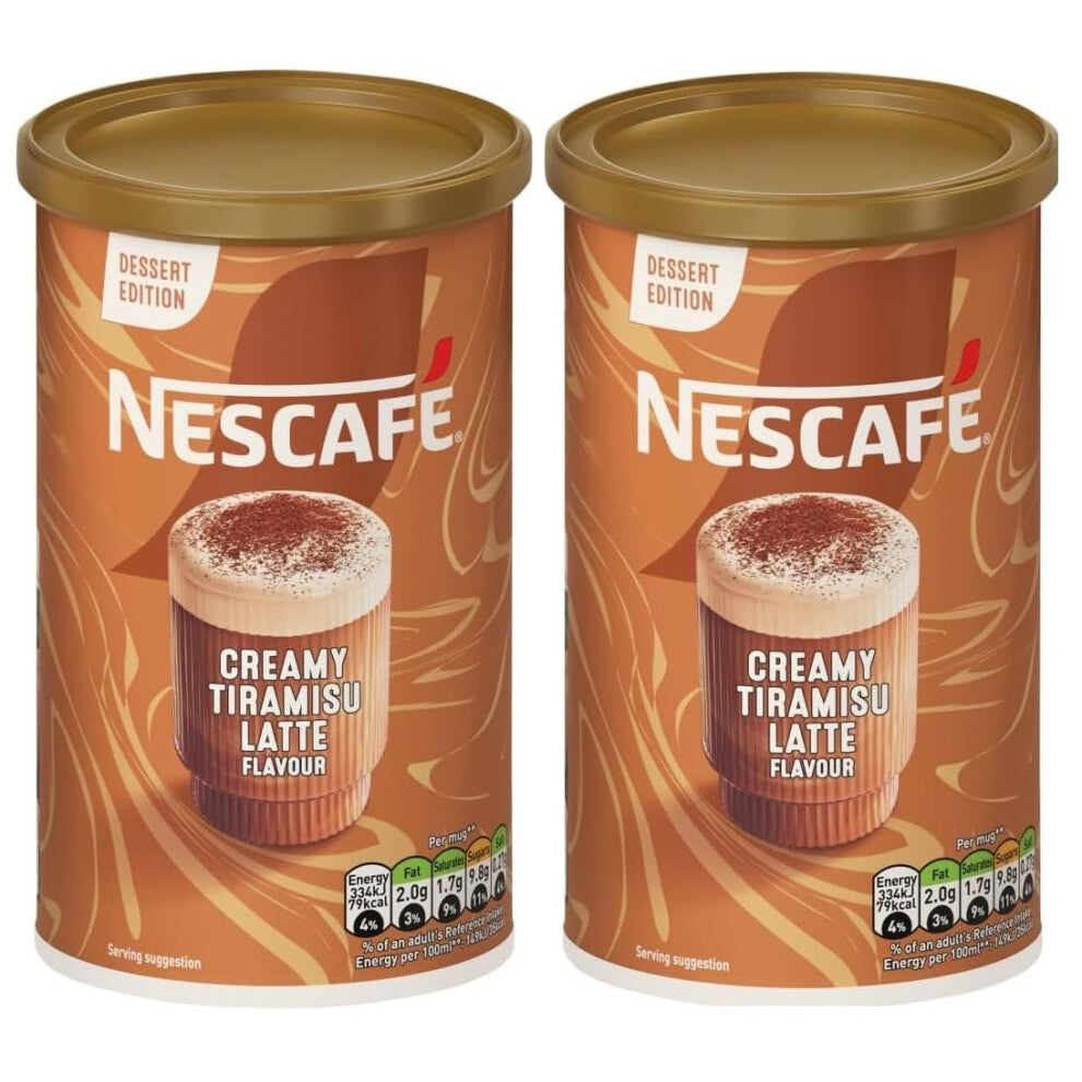 NESCAFÉ Dessert Edition Creamy Tiramisu Latte Instant Coffee Tin, 260g (Pack of 2) – Multiserve Frothy Instant Coffee – 520g Total