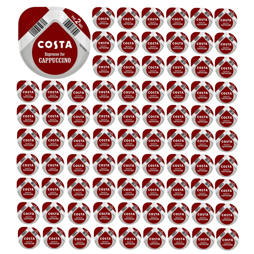 Tassimo Costa Cappuccino Espresso Coffee Pods (Total 96 Pods, SOLD LOOSE, NO MILK Pods)