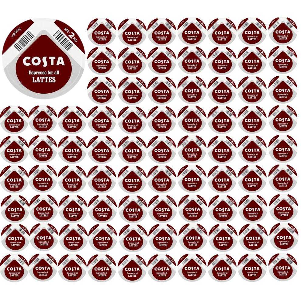 Tassimo Costa Latte Espresso Coffee Pods (Total 96 Pods, SOLD LOOSE, NO MILK Pods)