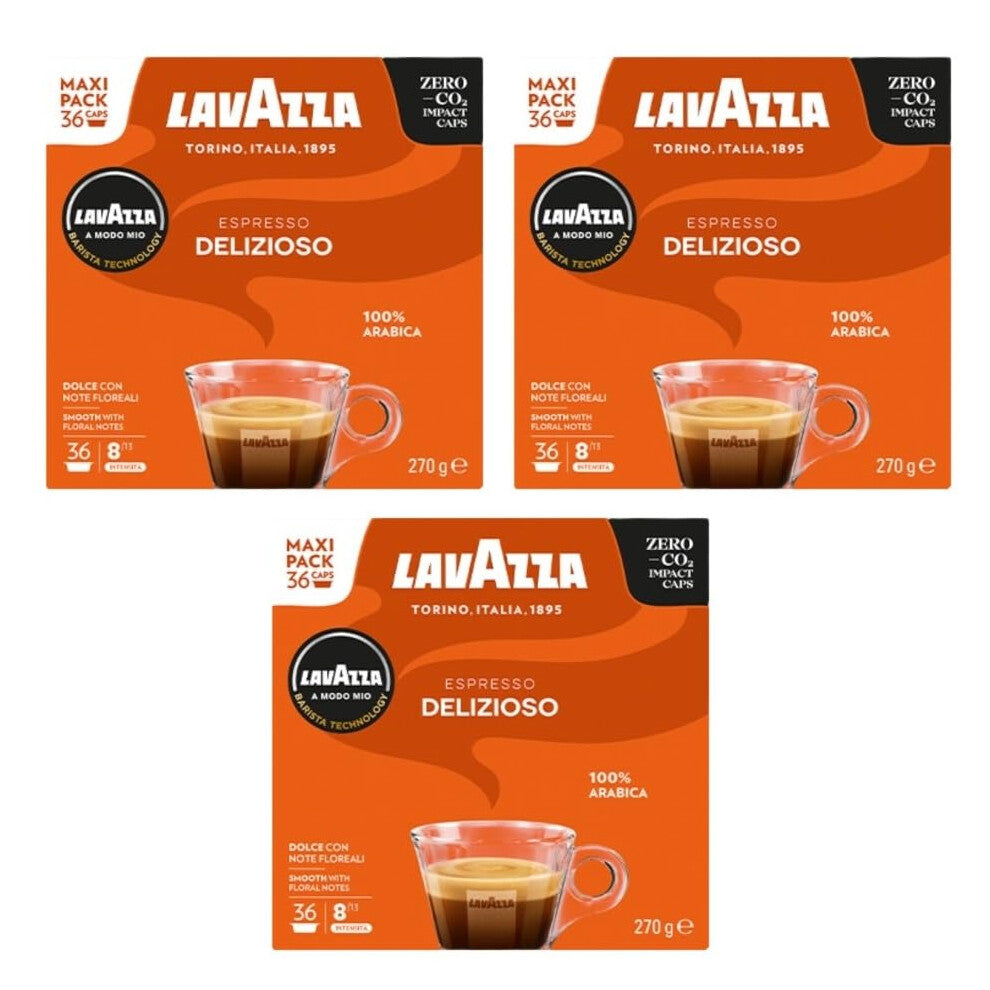 Lavazza A Modo Mio Delizioso Coffee Pods x36 (Pack of 3, Total 108 Pods) - 100% Arabica Coffee