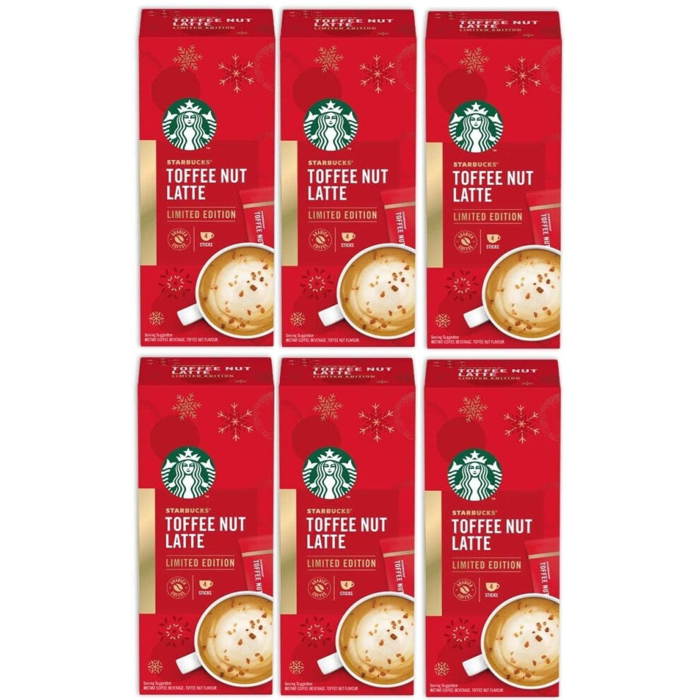 STARBUCKS Toffee Nut Latte Instant Coffee x4 Sachets Christmas Seasonal Limited Edition (Pack of 6, Total 24 Sticks)