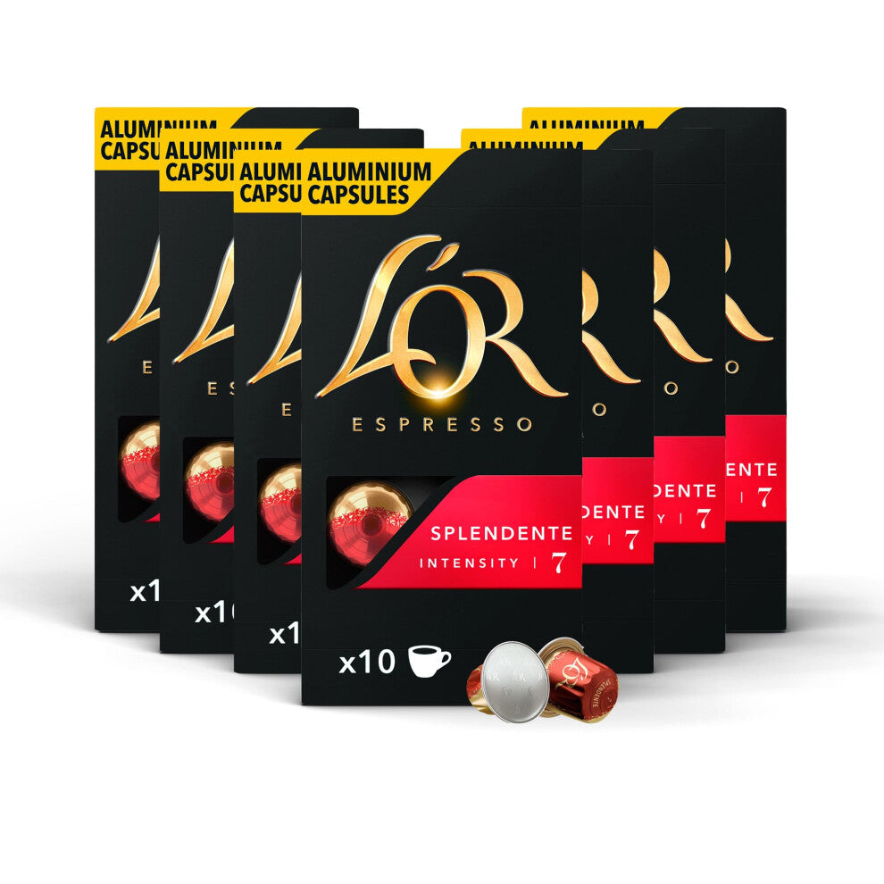 L'OR Espresso Splendente Coffee Pods, 7 Packs, Total 70 Coffee Capsules