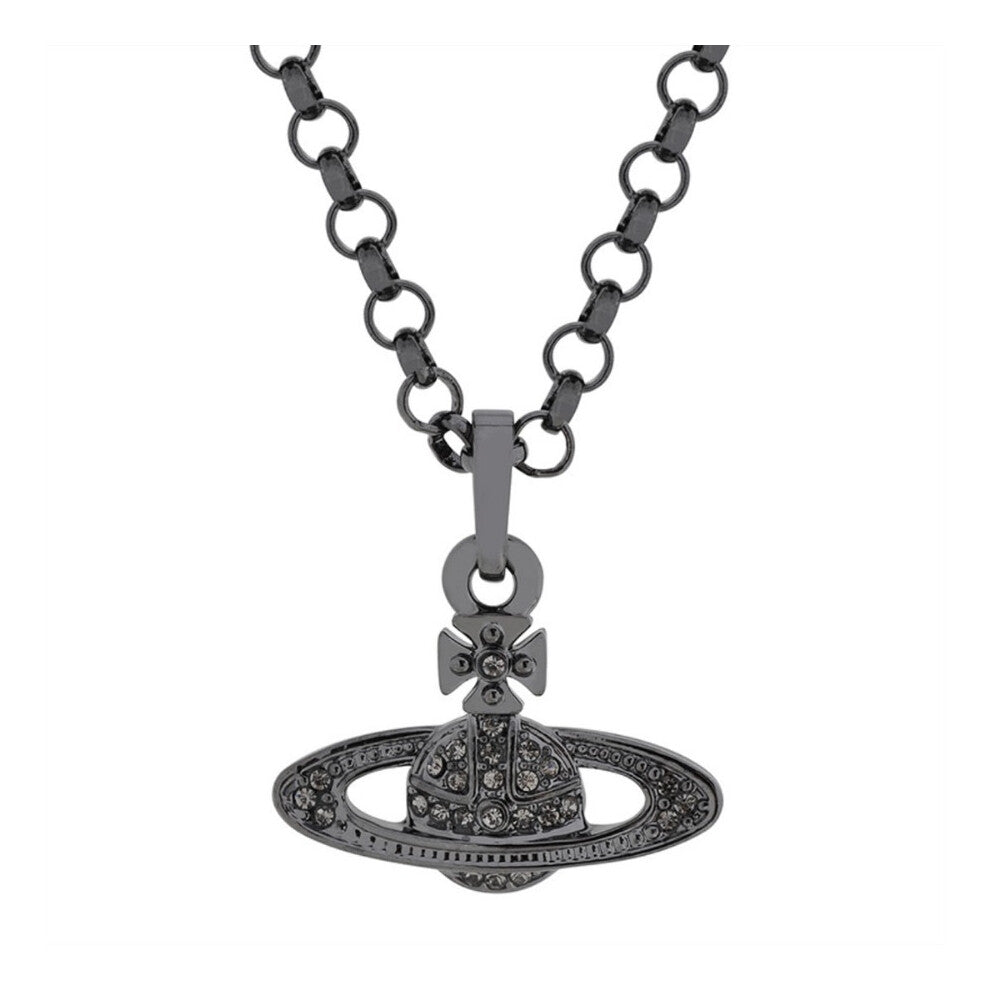 (black) Diamond-encrusted flat Saturn necklace, classic Planet Saturn chain collarbone chain
