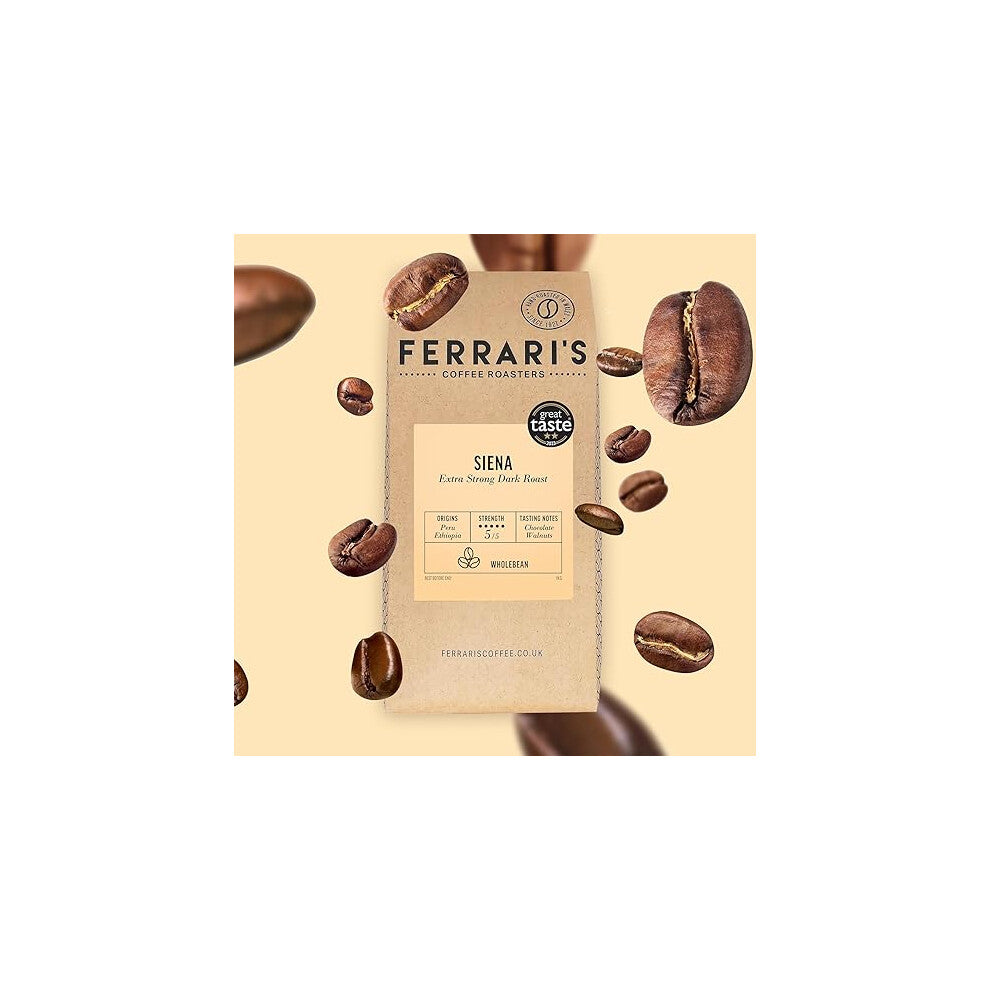 Ferrari's Siena Extra Strong Dark Roast Coffee Beans 1kg Bag