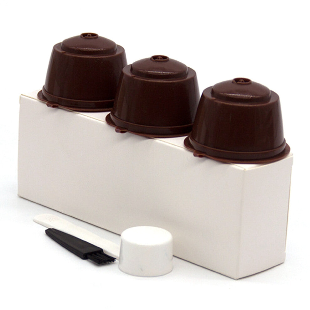 (Coffee) 3Pcs Reusable Coffee Capsule Filter for Dolce Gusto with Spoon (BPA-Free)