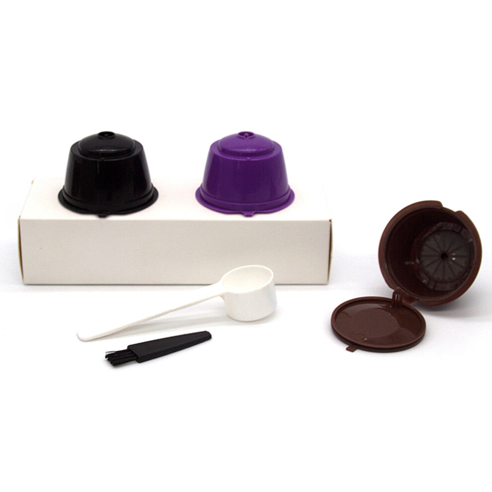 (Purple-Brown-Black) 3Pcs Reusable Coffee Capsule Filter for Dolce Gusto with Spoon (BPA-Free)