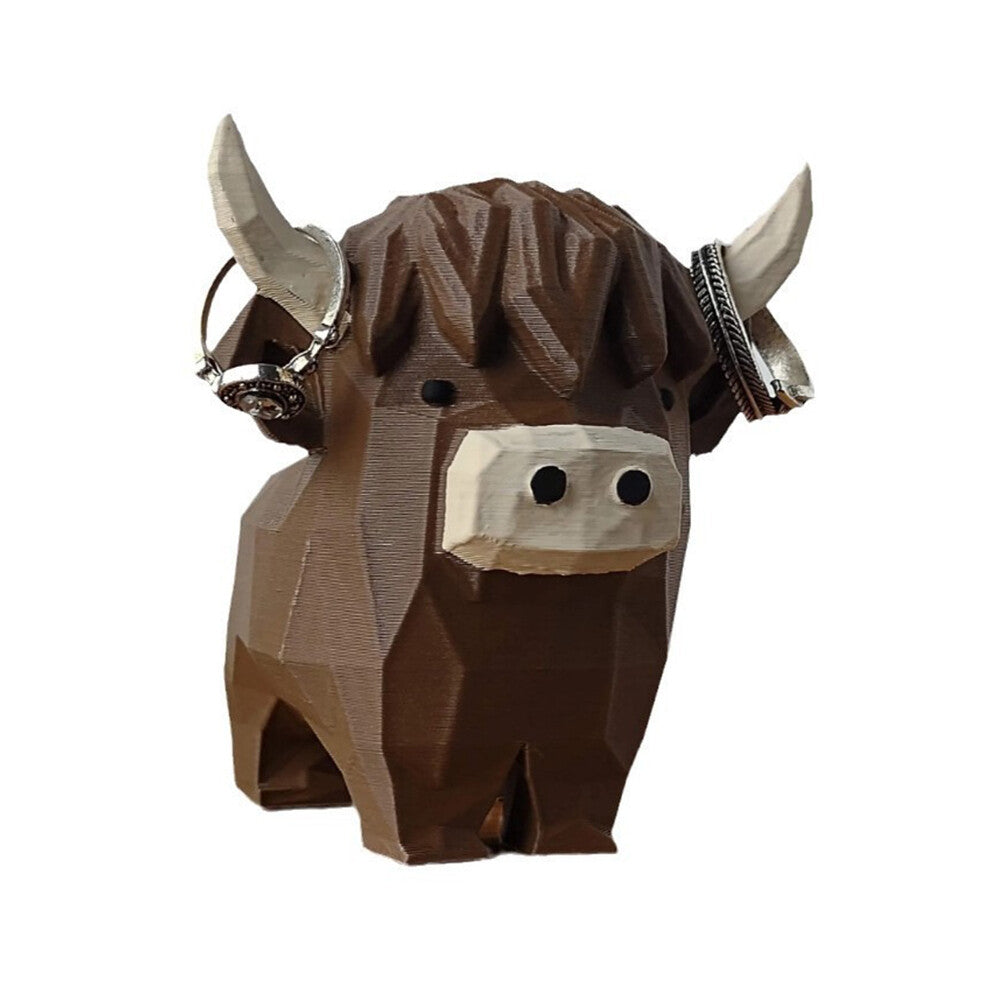 Highland Cow Ring Holder Resin Craft Decorative Figurine Jewelry Storage Organizer Desktop Ornament