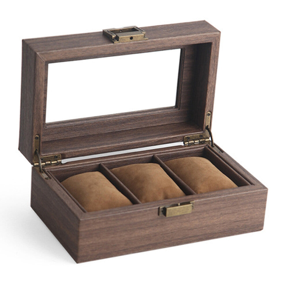 3 Grids Watch Display Box Vintage Wood Grain Jewelry Organizer Box Watch Storage Container
