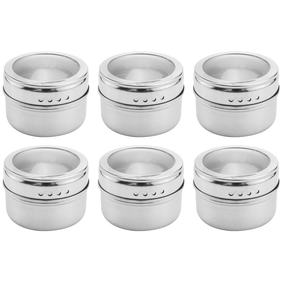 6pcs - set Clear Lid Magnetic Spice Jar Stainless Steel Sauce Storage Container Pots Kitchen Houseware