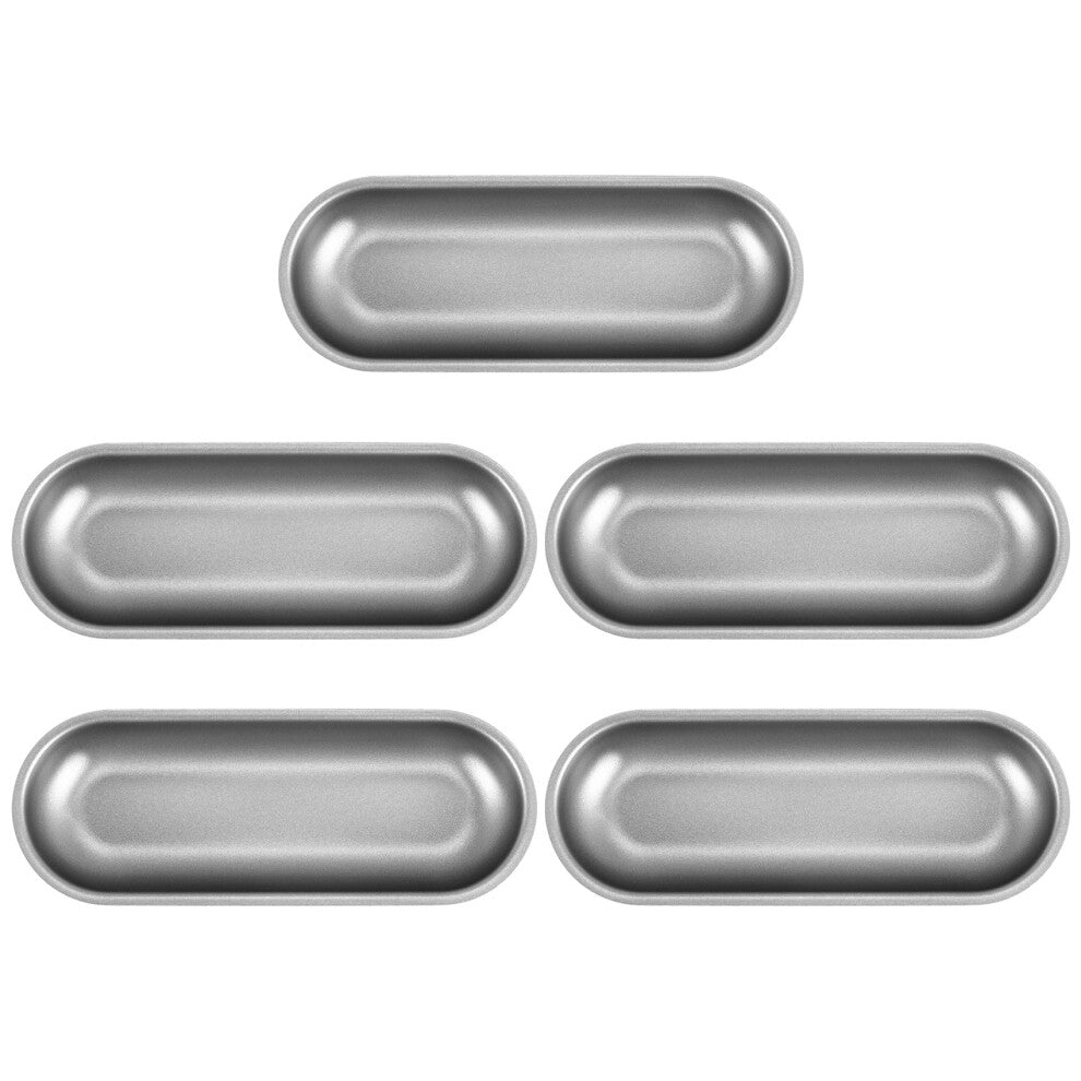 5 Pcs Hot Dog Mold Carbon Steel Sausage Molds Non Stick Bakeware Oval Bun Baking Pan for DIY Homemade Bread Tool