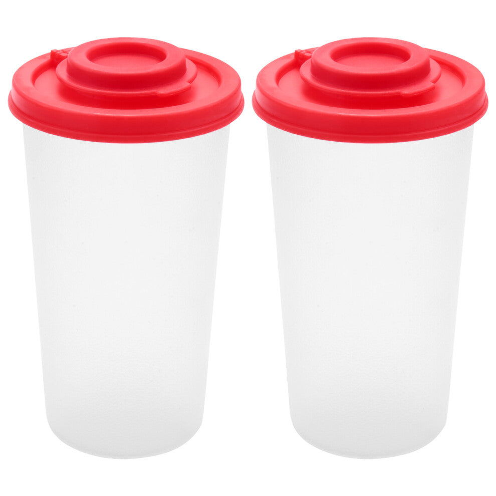 2 Large Salt and Pepper Shakers Moisture Proof ,Salt Shaker with Red Covers Lids Plastic Airtight Spice Jar Dispenser