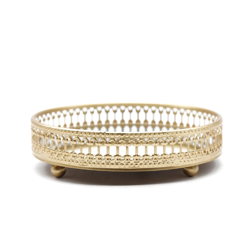 Nordic Glass Gold Iron Tray Household Light Luxury Decoration Fruit Cosmetics Jewelry Storage