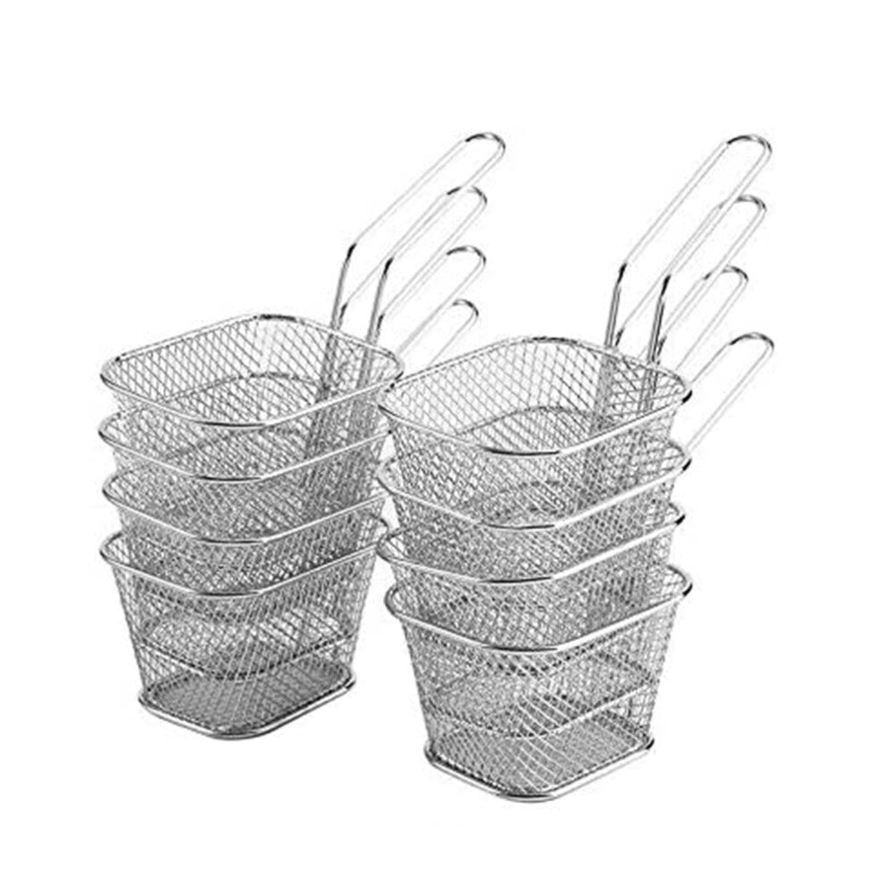Mini Fry Baskets, Mesh Wire French Fries Chip Basket Net, Food Presentation Baskets Holder for Kitchen D