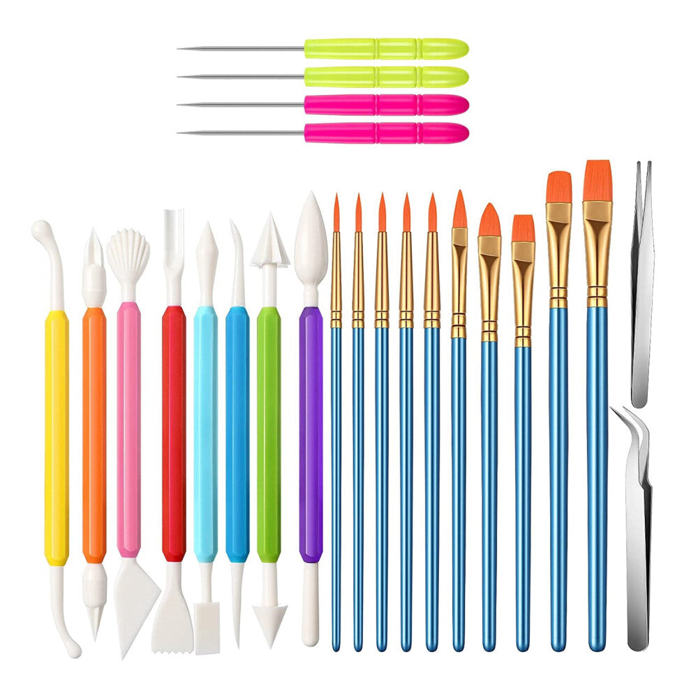 24 Pcs Cookie Decorating Kit Fondant Cake Tool Include Decoration Brushes Stir Needle Modeling Tweezer Photo Color