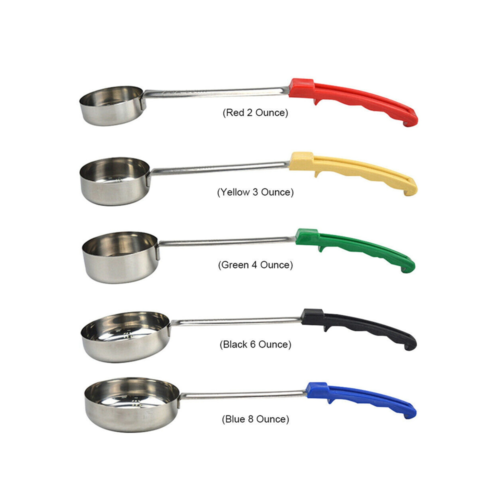 Pizza Spread Sauce Ladle Spoon with Long Rubber Handle Anti-Hot Measuring Soup Cooking Tools