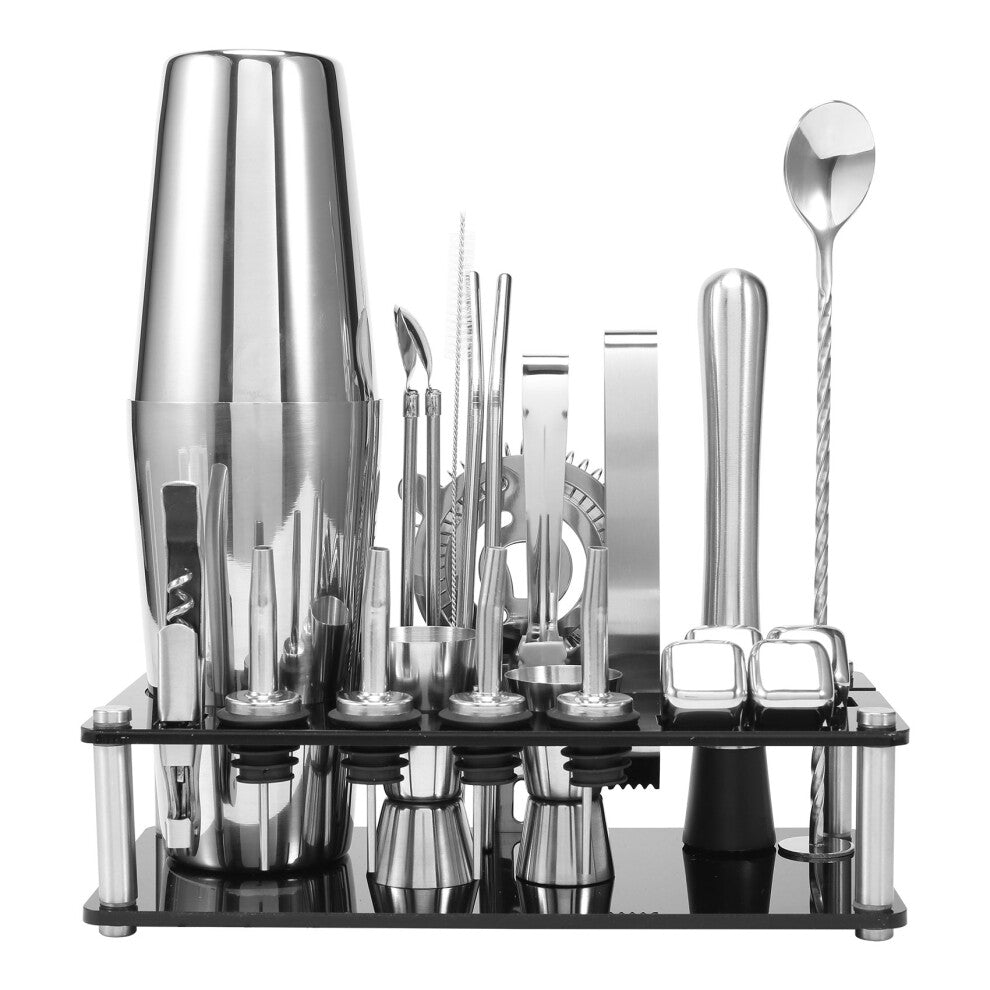 Cocktail Shaker Set, Boston Stainless Steel Bartender Kit with Acrylic Stand & Recipes Booklet