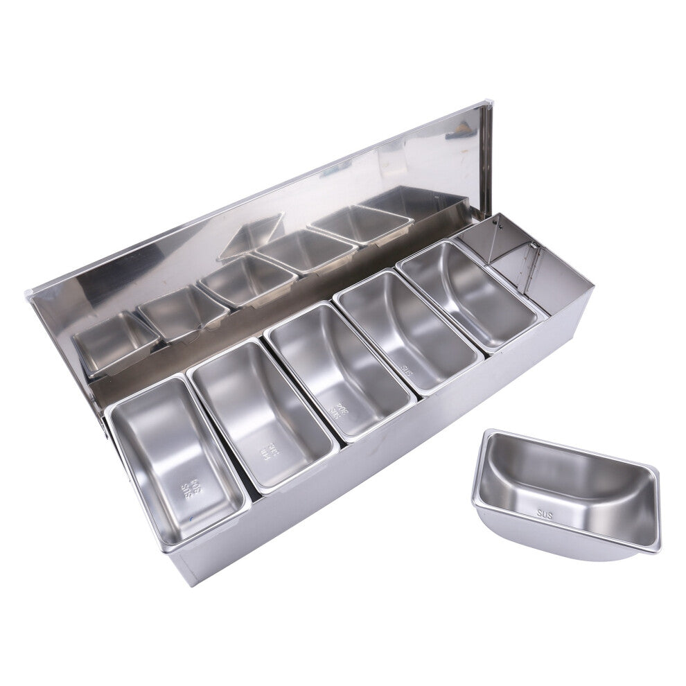Stainless Steel Seasoning Box Restaurant Chef with Lid Storage Household Tank