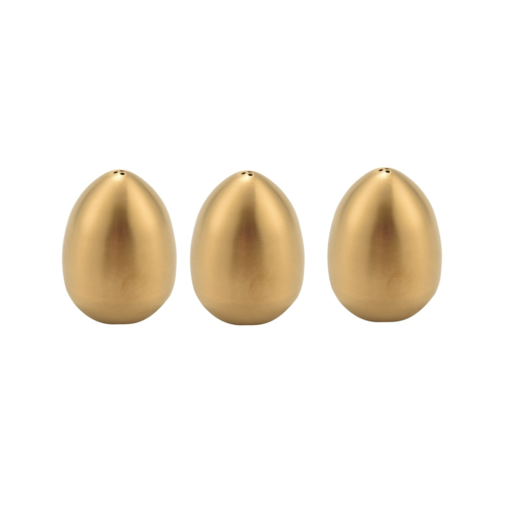3Pcs Stainless Steel Pepper Shaker Egg Shaped Salt Set Kitchen Tool,Gold