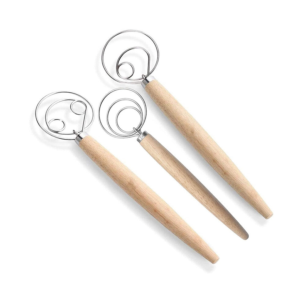 Danish Dough Whisk Bread Mixer,3 Pcs Stainless Steel Dutch for Cake Dessert Pizza Pastry Kitchen Baking Tool