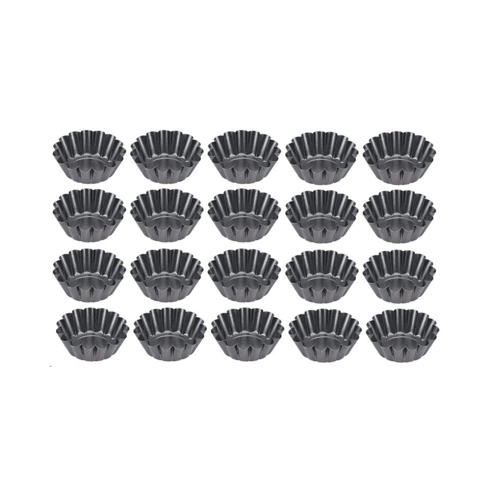 20Pcs Non-Stick Cake Pan Mold Pizza Muffin Egg Tart with Ruffled Edge,Bakeware Pie Tins for Toaster Oven
