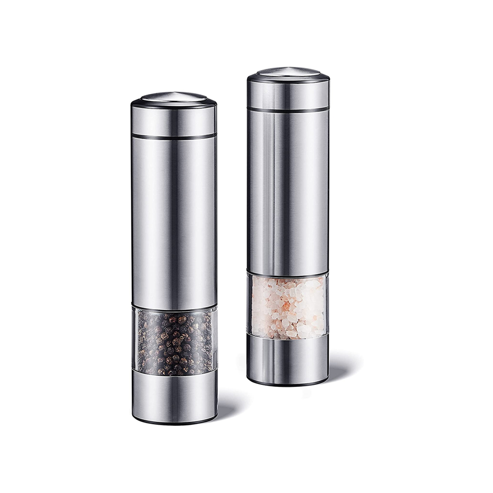 Electric Salt and Pepper Grinder Set, Automatic Grinder, Battery Operated Mill with Light