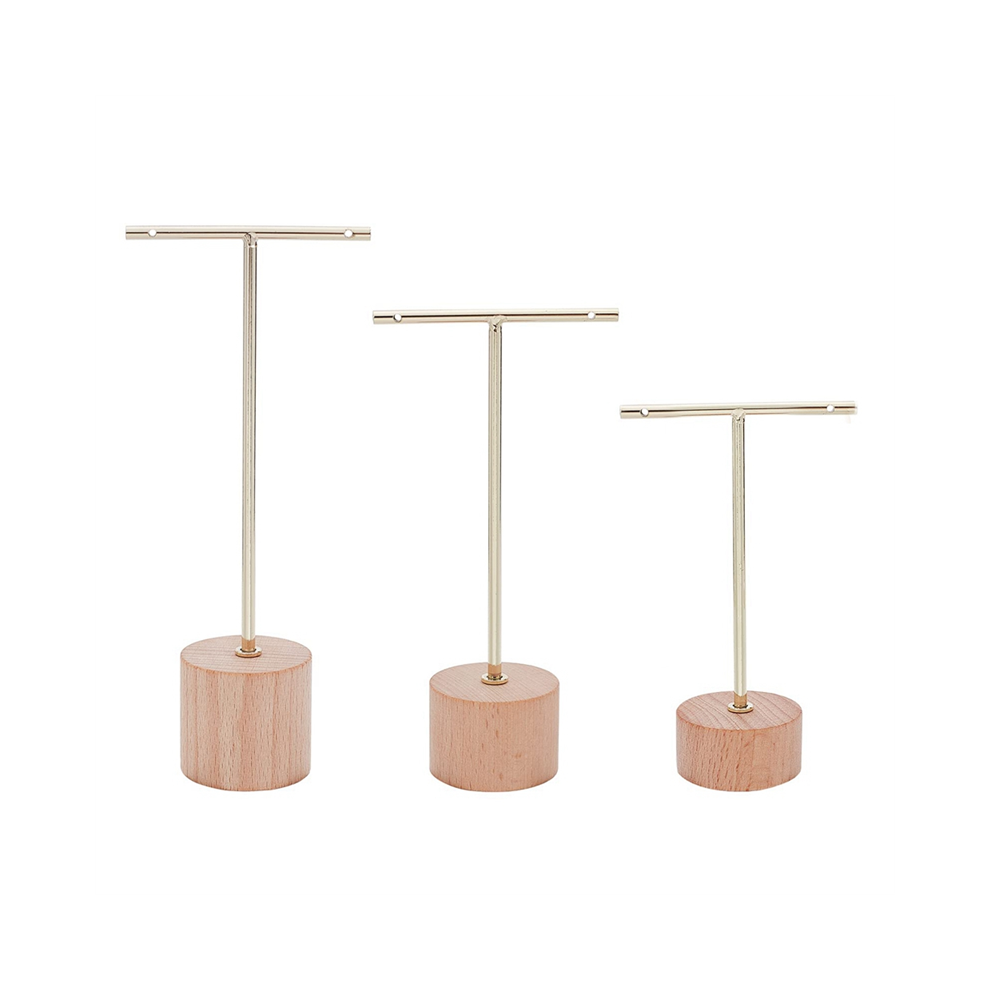 3Pcs Bar Earring Display Stand with Wooden Base Jewelry Holders Hanging Organizer for Photography Props B