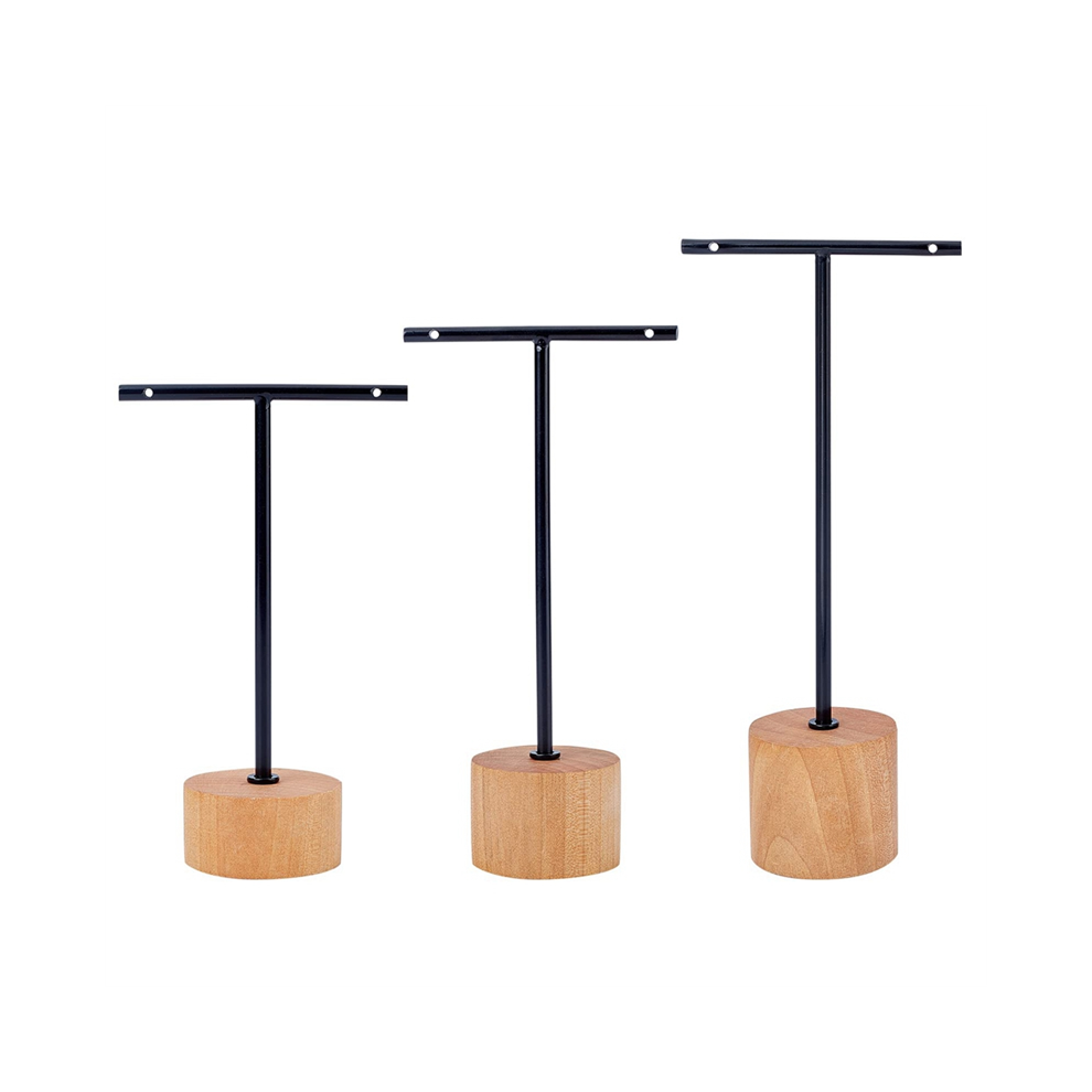 3Pcs Bar Earring Display Stand with Wooden Base Jewelry Holders Hanging Organizer for Photography Props A
