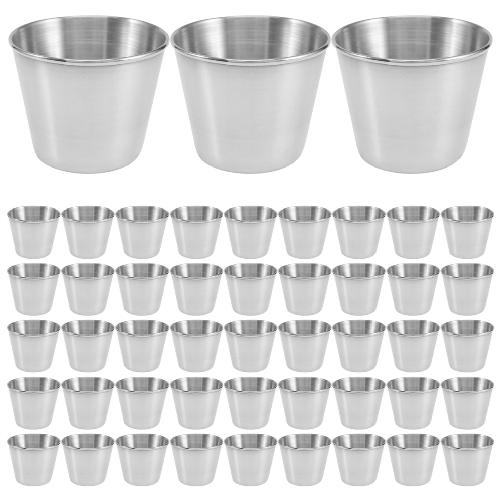 48 Packs 1.5Oz-45Ml Condiment Sauce Cups Stainless Steel Dipping Reusable Dishes