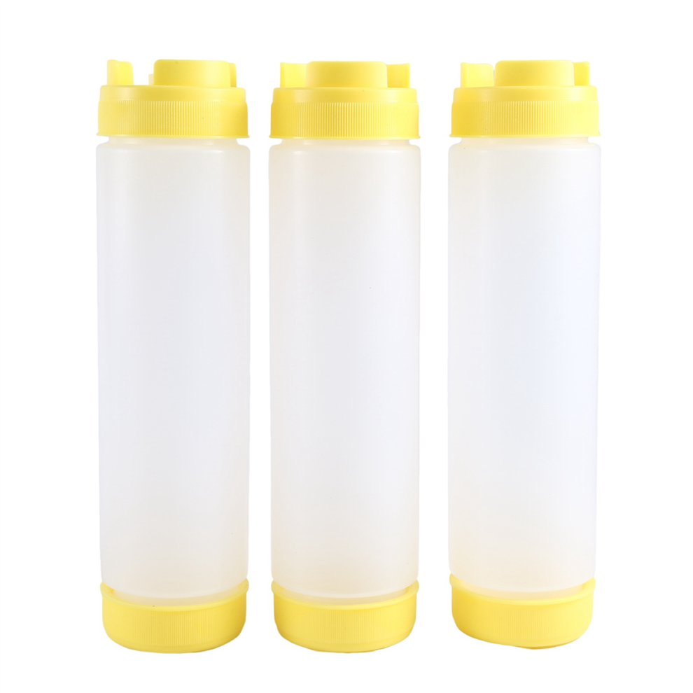 16Oz Inverted Plastic Squeeze Bottles, Refillable Tip Large Valve Dispenser Condiment Bottle for Sauces Ketchup