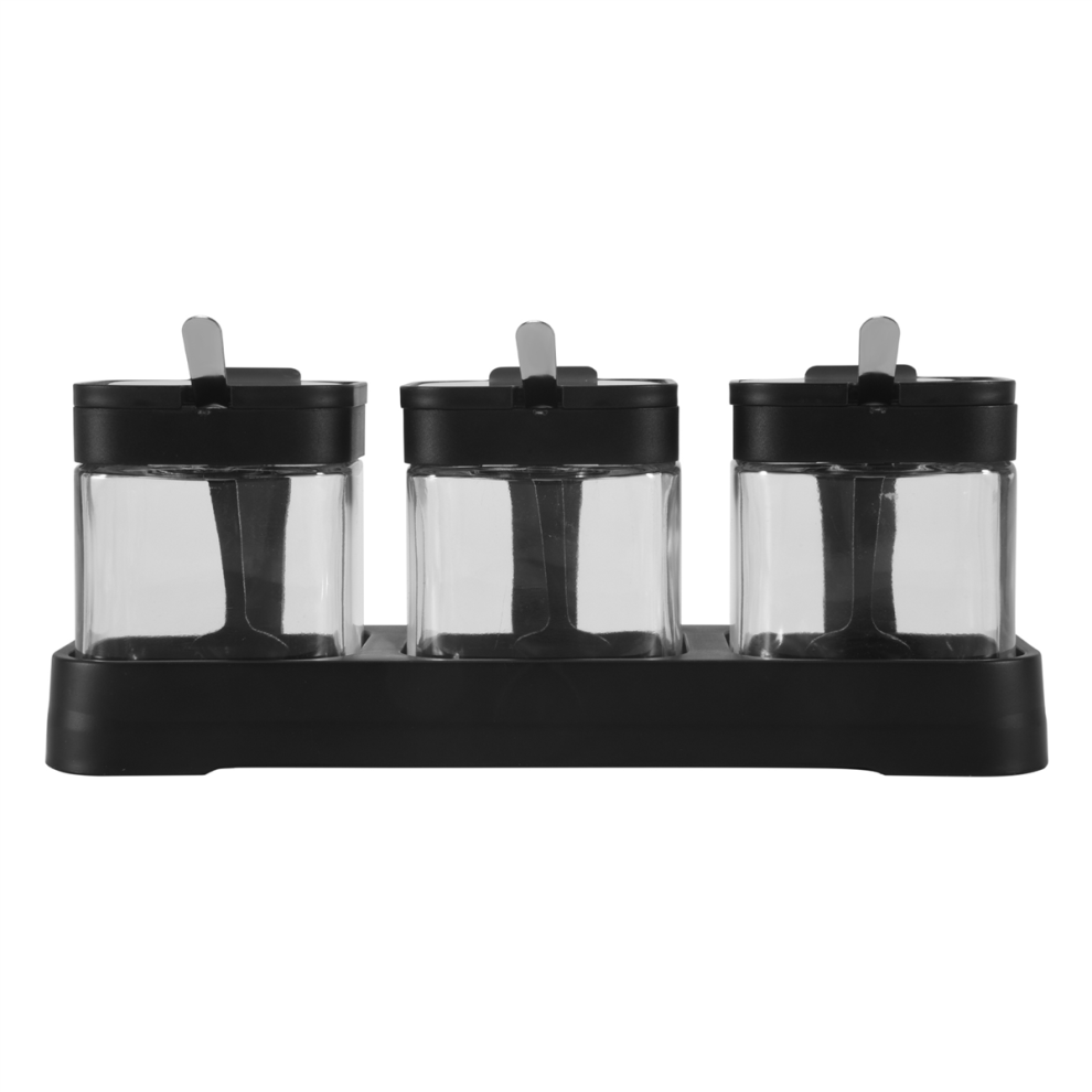 Glass Storage Jars Spice Containers Set with Stainless Steel Lids and Spoons for Sugar Serving Salt Coffee Tea