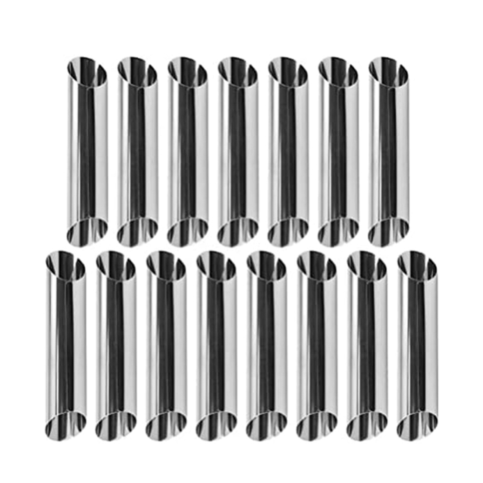 Brioche Bread Loaf Cannoli Tubes Stainless Steel Forms 15Pcs Non-Stick Cream Horn Danish Pastry-Molds