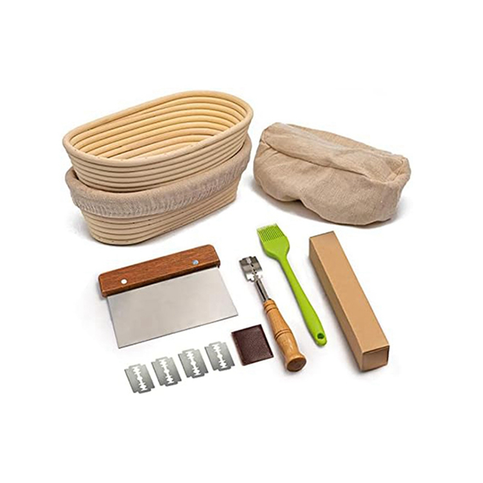 Bread Baking Set, Oval Fermentation Basket, with Flour Mixer Accessories, Used for Kitchen Making Tools