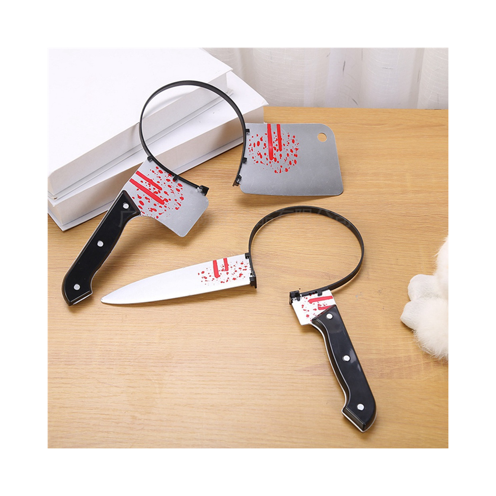 8Pcs Halloween Horror Props Blood Ax Saws Knife Headband for Party Masquerade Decoration Kid Toy