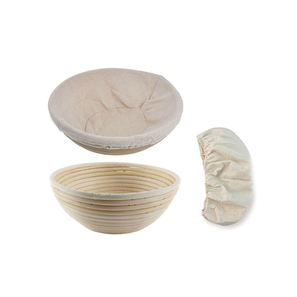 2Pcs Bread Proofing Baskets,Round Rattan Bowls with Liners for Home Bakers Baking Making 23cm